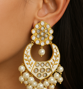 Classic Kundan & Pearl Chandbali Earrings