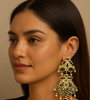 Royal Black & Gold Kundan Chandbali Earrings