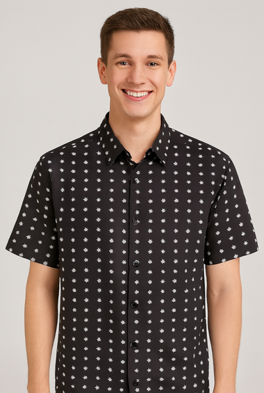 Pastel Tropical Print Short-Sleeve Shirt