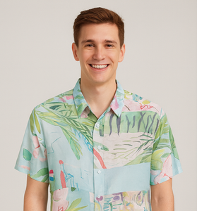 Pastel Tropical Print Short-Sleeve Shirt