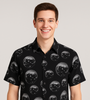 Black Short-Sleeve Shirt with Star Pattern