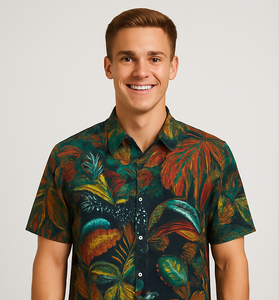 Black Short-Sleeve Shirt with Disco Ball Print