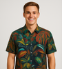 Black Short-Sleeve Shirt with Disco Ball Print