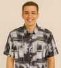 Abstract Plaid Print Short-Sleeve Shirt