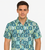 Teal Multicolor Typography Shirt