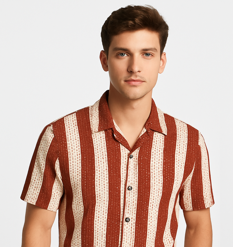 Brown & Beige Striped Shirt