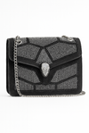 Black Crystal Embellished Evening Clutch Bag