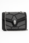Black Crystal Embellished Evening Clutch Bag