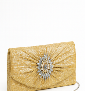 Golden Floral Embellished Clutch