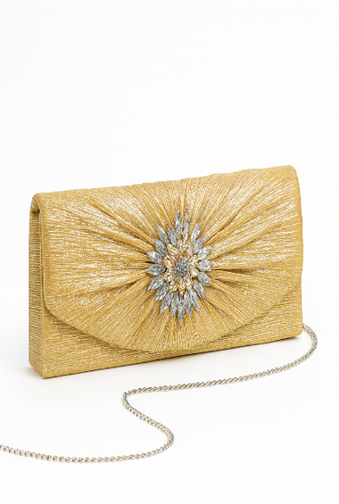 Golden Floral Embellished Clutch