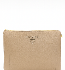 Prada Beige Leather Clutch