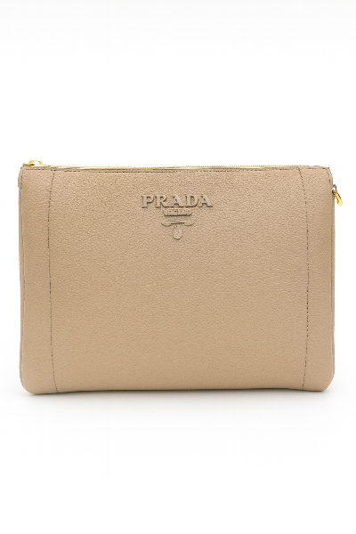 Prada Beige Leather Clutch