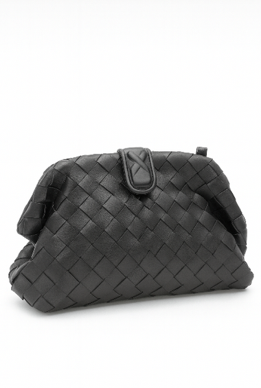Black Woven Leather Clutch