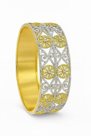 Two-Tone Diamond Filigree Bangle
