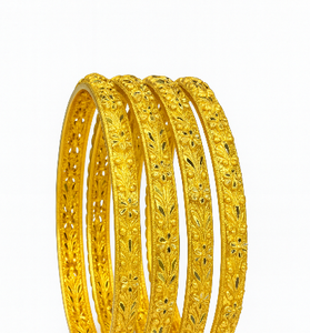 Antique Floral Gold Bangles (Set of 4)