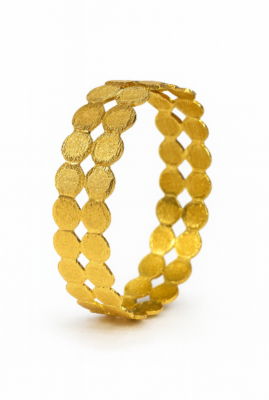 Minimalist Coin-Pattern Gold Bangle