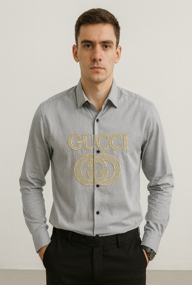 Gray Luxury Branded Shirt