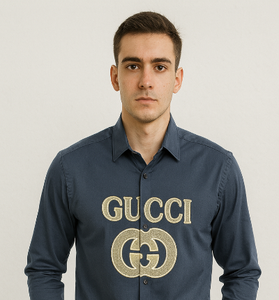 Navy Blue Luxury Branded Shirt