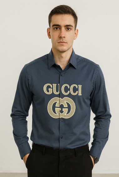 Navy Blue Luxury Branded Shirt