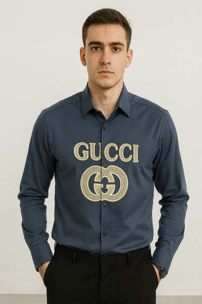 Navy Blue Luxury Branded Shirt