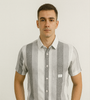 Gray Striped Half-Sleeve Shirt