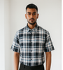 Black &amp; White Checked Down-Shoulder Shirt