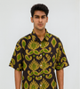 Ethnic Green Pattern Down-Shoulder Shirt