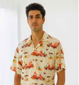 Desert Print Down-Shoulder Shirt