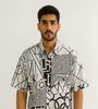 Abstract Geometric Down-Shoulder Shirt