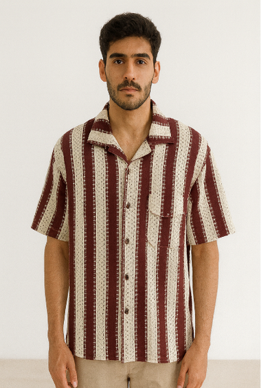 Vintage Striped Down-Shoulder Shirt