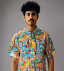 Colorful Pop-Art Down-Shoulder Shirt