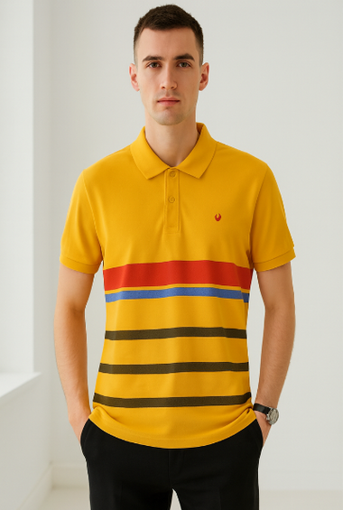 Yellow Striped Polo T-Shirt
