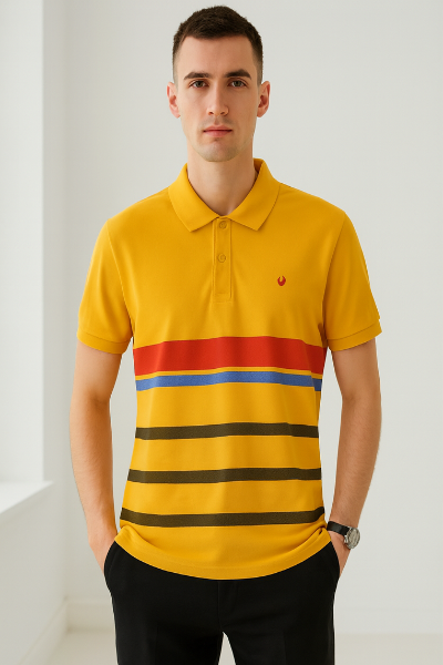 Yellow Striped Polo T-Shirt