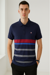 Navy Striped Polo T-Shirt