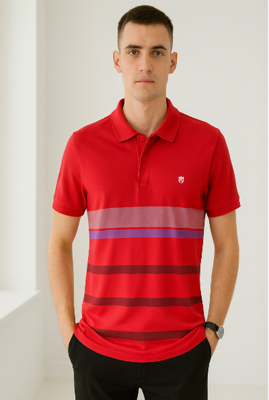 Red Striped Polo T-Shirt