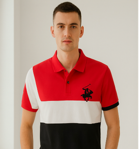 Red, White &amp; Black Colorblock Polo