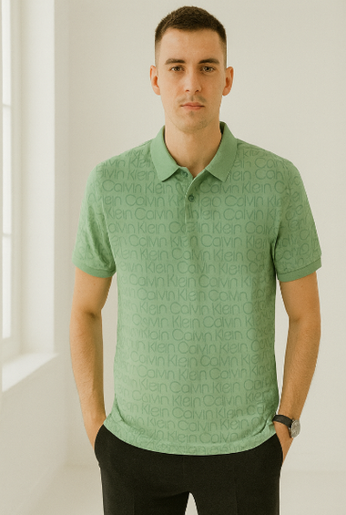 Green Calvin Klein Logo Polo