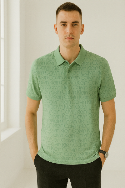 Green Calvin Klein Logo Polo