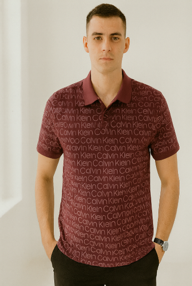 Maroon Calvin Klein Logo Polo