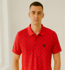 Red Louis Vuitton Logo Polo