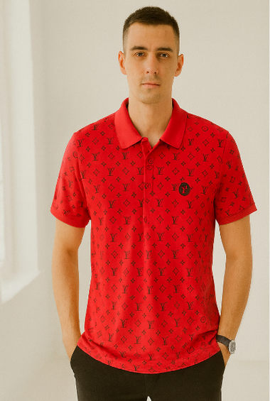 Red Louis Vuitton Logo Polo
