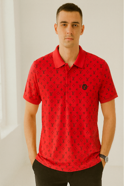 Red Louis Vuitton Logo Polo