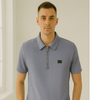 Slate Blue Zip Polo T-Shirt