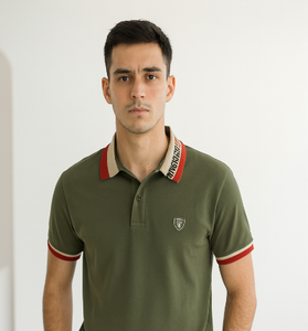 Olive Green Polo with Logo Crest