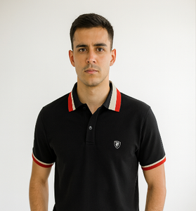 Black Polo with Dual-Tone Collar
