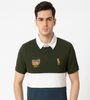 Olive Green &amp; White Color-Block Polo