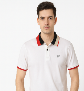 White Polo with Branded Collar