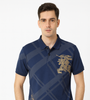 Navy Blue Polo with Graphic Print