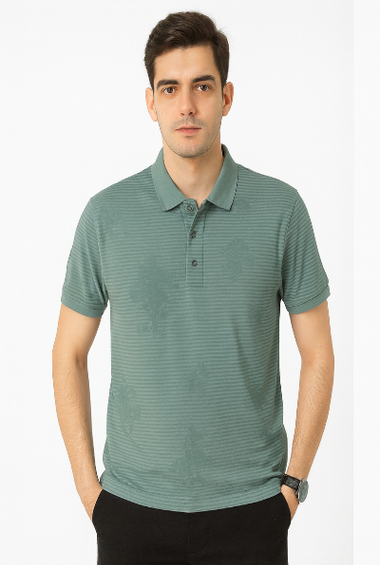 Teal Striped Polo T-Shirt
