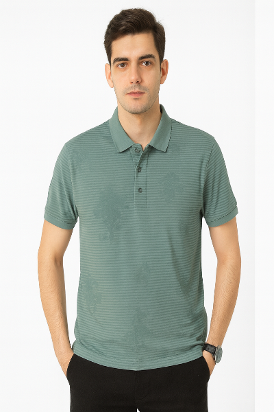 Teal Striped Polo T-Shirt